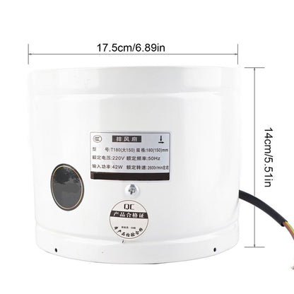42W 220V Wall Mounted Exhaust Fan Low Noise Home Bathroom Kitchen Garage Air Vent Ventilation