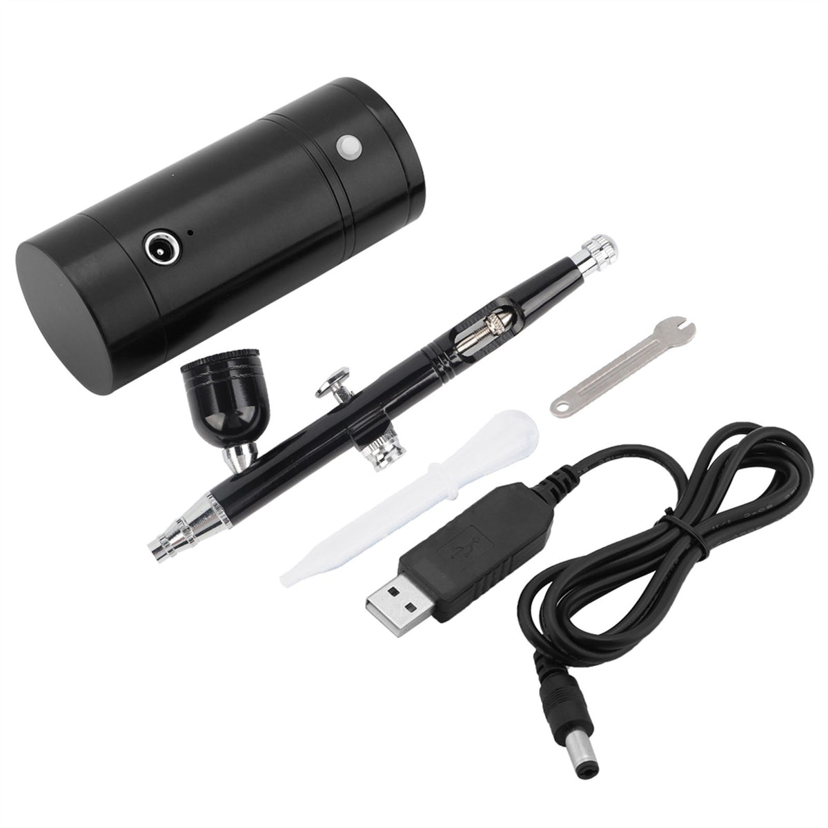 0.3mm Black Mini Air Compressor Spray Gun Airbrush Set 7CC Capacity Set USB Powered 8.4V