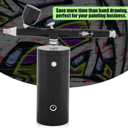 0.3mm Black Mini Air Compressor Spray Gun Airbrush Set 7CC Capacity Set USB Powered 8.4V