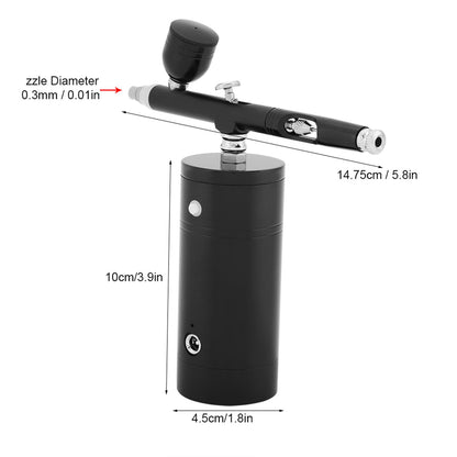 0.3mm Black Mini Air Compressor Spray Gun Airbrush Set 7CC Capacity Set USB Powered 8.4V