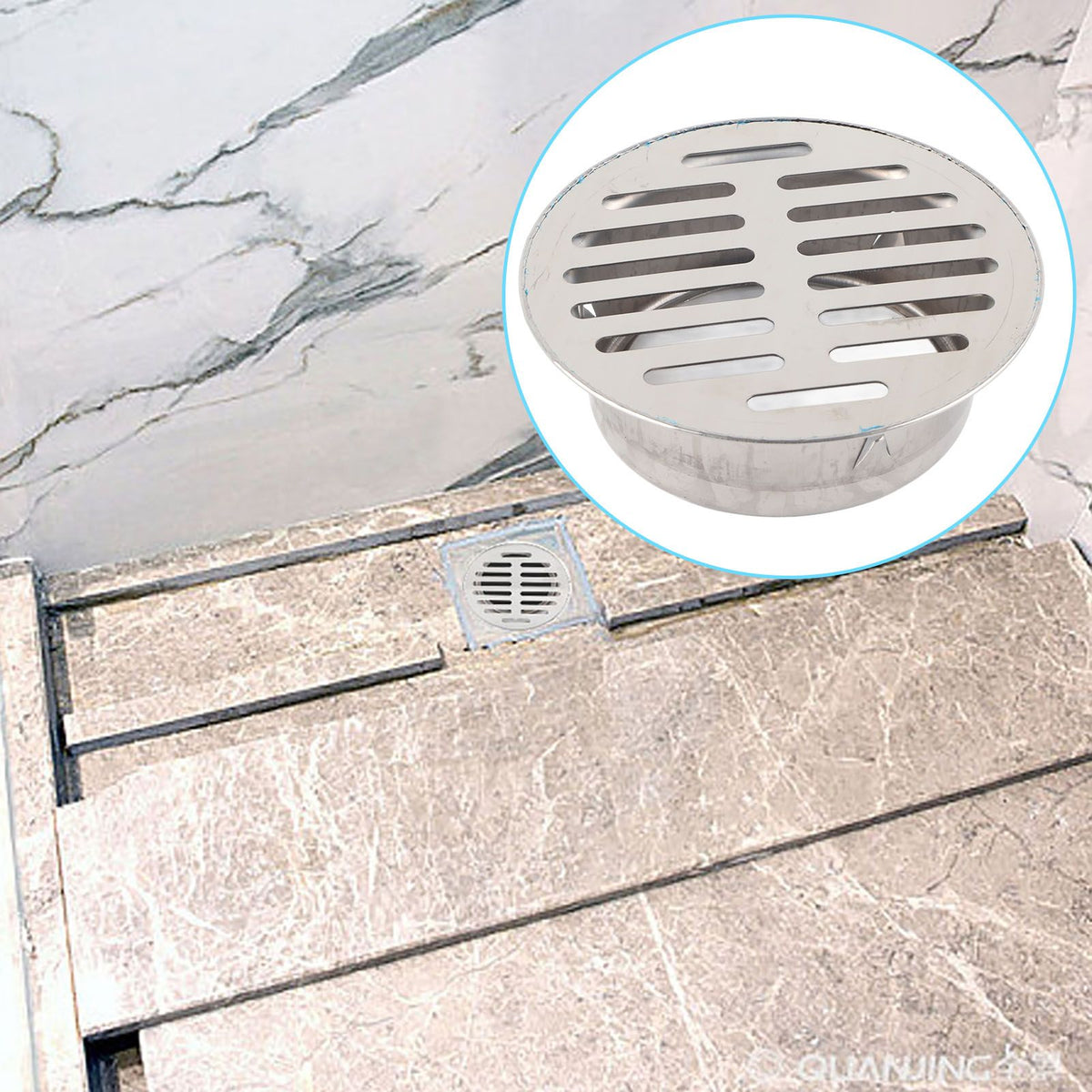 Stainless Steel Balcony Anti Blocking Floor Drain for Outdoor Yard Use(110 Flat)