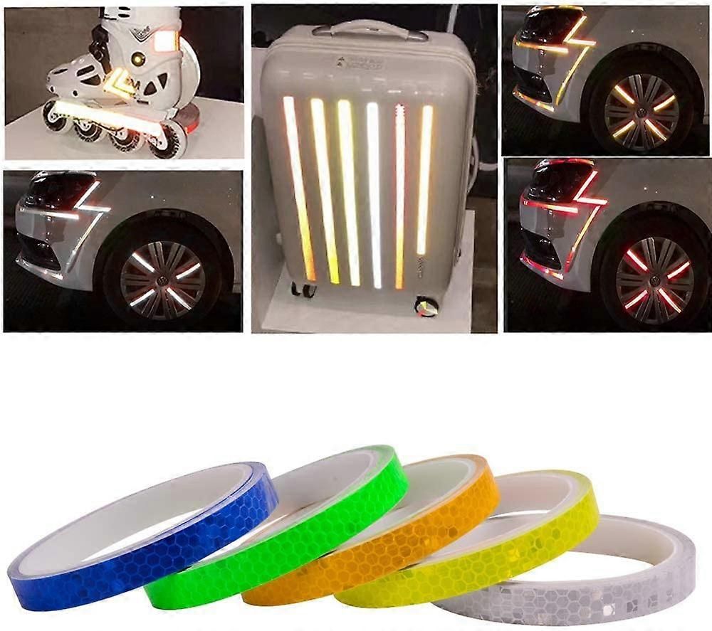 2 Pack Self-Adhesive Reflective Tape, 1cm x 8m Waterproof Safety Tape for Trailers