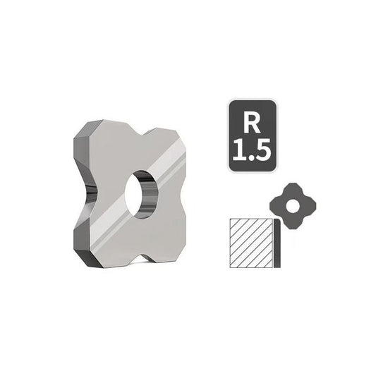 Woodworking Trimming Chamfer Tool with Tungsten Carbide Four-Blade Insert for Edge Banding, Plywood, and Board Edge Chamfering in Furniture Making and DIY Projects (Replacement Blade R1.5)