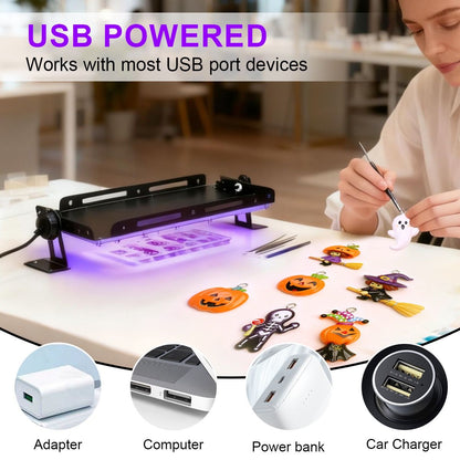 High-Efficiency 96 LED UV Curing Light for Resin and Epoxy Crafting – USB-Powered Desktop Lamp for DIY Jewelry, Halloween Ornaments, and Quick-Dry UV Glue Projects with Adjustable Stand (144LEDS)