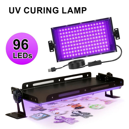 High-Efficiency 96 LED UV Curing Light for Resin and Epoxy Crafting – USB-Powered Desktop Lamp for DIY Jewelry, Halloween Ornaments, and Quick-Dry UV Glue Projects with Adjustable Stand (144LEDS)