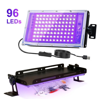 High-Efficiency 96 LED UV Curing Light for Resin and Epoxy Crafting – USB-Powered Desktop Lamp for DIY Jewelry, Halloween Ornaments, and Quick-Dry UV Glue Projects with Adjustable Stand (50LEDS)