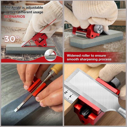 Adjustable Honing Guide Kit with Dual-Sided Diamond Sharpening Stone for Woodworking Chisels Planer Blades and Carving Tools Edge Maintenance (Quick Knife Sharpener)
