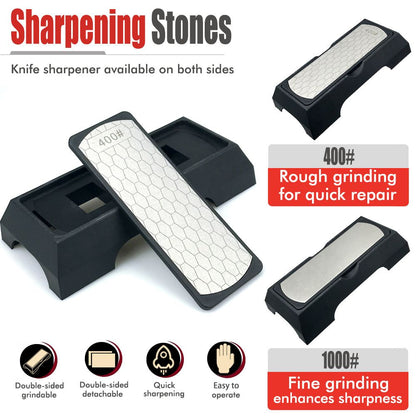 Adjustable Honing Guide Kit with Dual-Sided Diamond Sharpening Stone for Woodworking Chisels Planer Blades and Carving Tools Edge Maintenance (Quick Knife Sharpener (Upgraded Version))