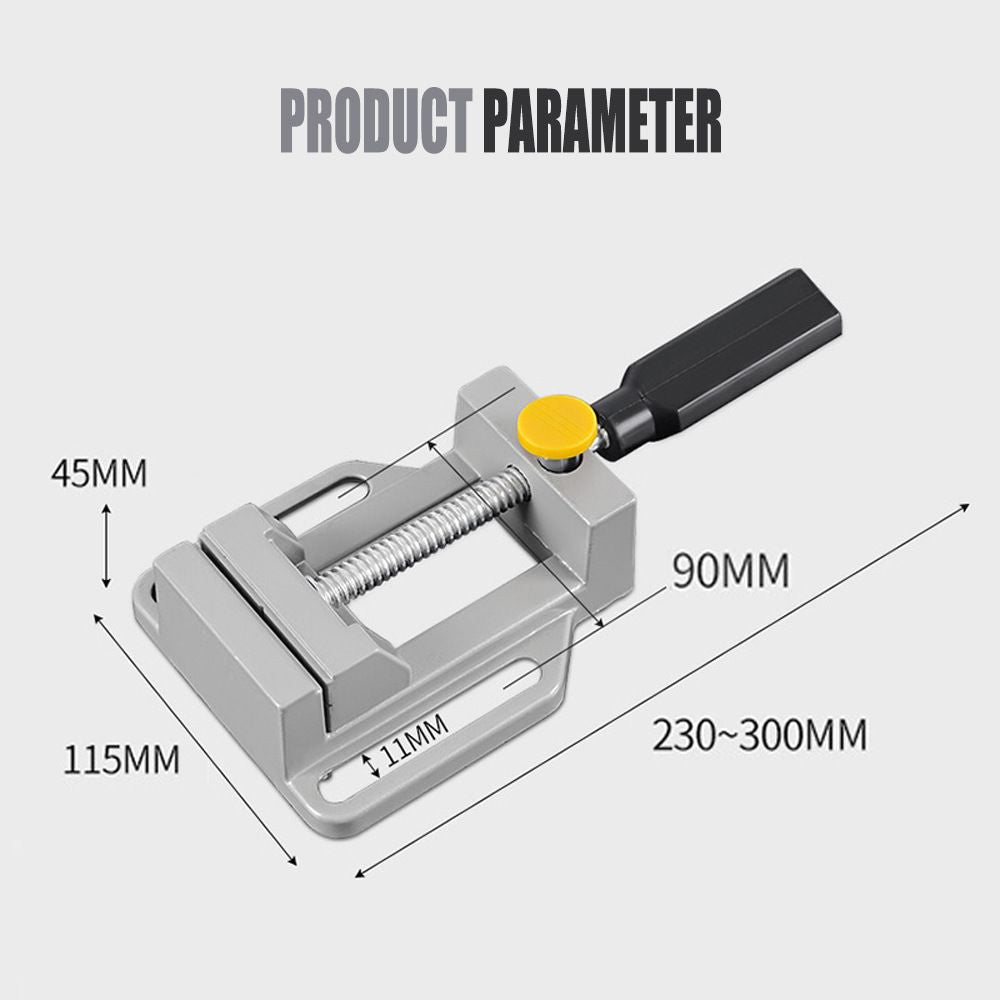 Quick Release Drill Press Vise with Die-Cast Aluminum Body for DIY Drilling, Woodworking, and Precision Bench Work (Silver)