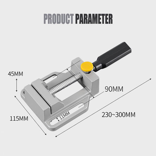 Quick Release Drill Press Vise with Die-Cast Aluminum Body for DIY Drilling, Woodworking, and Precision Bench Work (Silver)