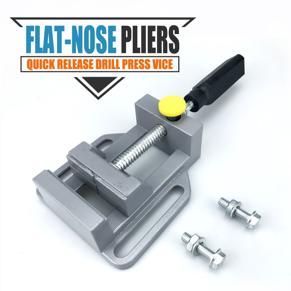Quick Release Drill Press Vise with Die-Cast Aluminum Body for DIY Drilling, Woodworking, and Precision Bench Work (Silver)