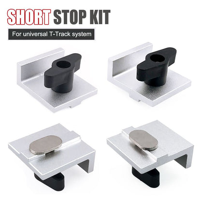 T Track Stop Block Kit 4 Pack Aluminum Alloy Hold Down Clamps with Butterfly Knobs for Woodworking Benchtop Router Table Miter Gauge Slot Fixture and CNC Fixture Setup (Silver)