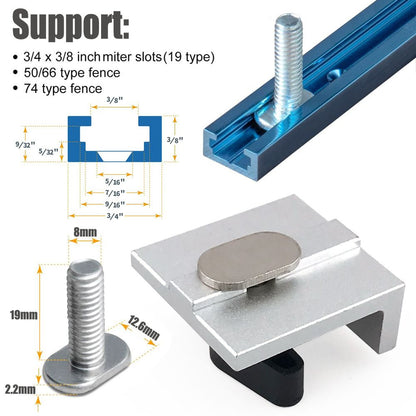 T Track Stop Block Kit 4 Pack Aluminum Alloy Hold Down Clamps with Butterfly Knobs for Woodworking Benchtop Router Table Miter Gauge Slot Fixture and CNC Fixture Setup (Silver)
