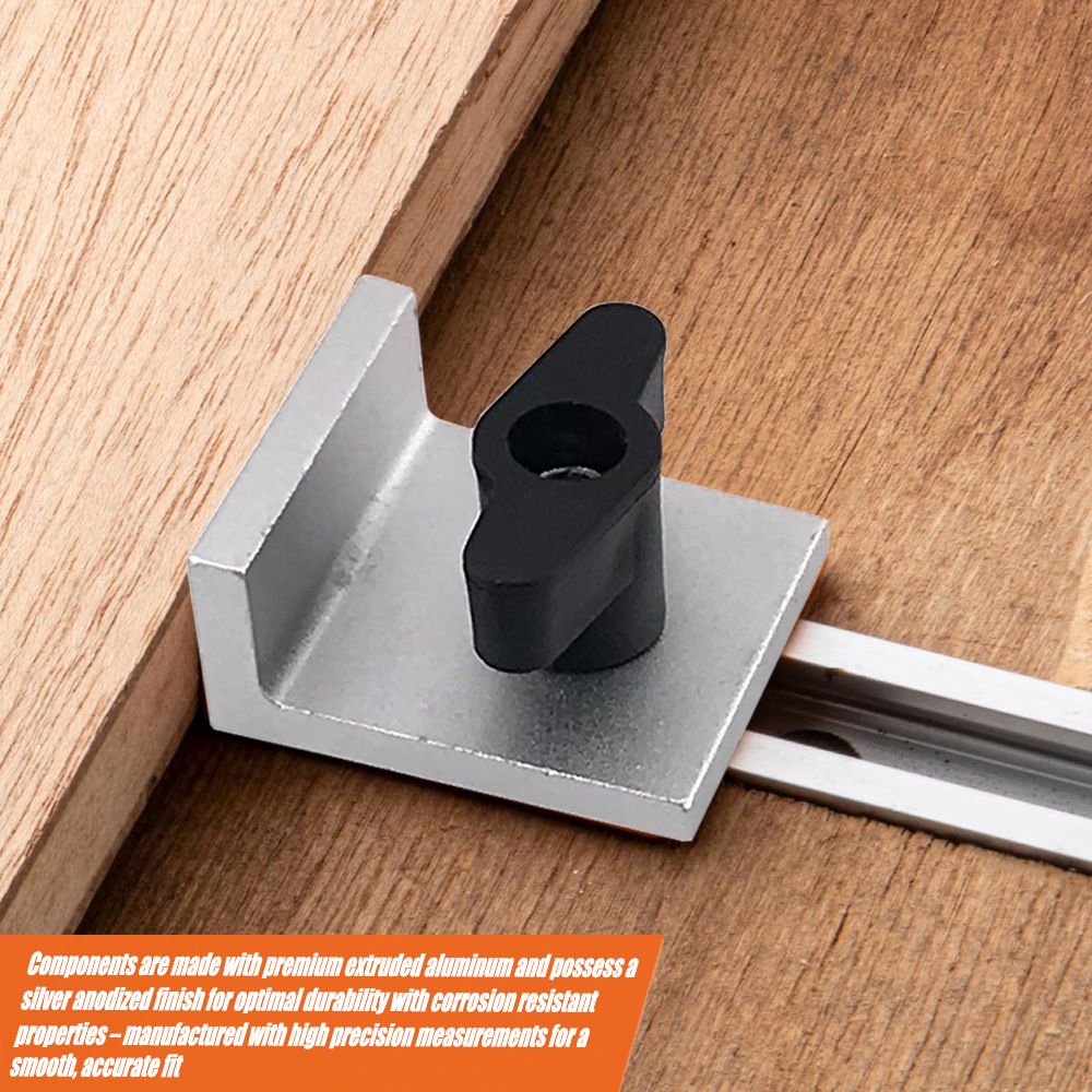T Track Stop Block Kit 4 Pack Aluminum Alloy Hold Down Clamps with Butterfly Knobs for Woodworking Benchtop Router Table Miter Gauge Slot Fixture and CNC Fixture Setup (Silver)