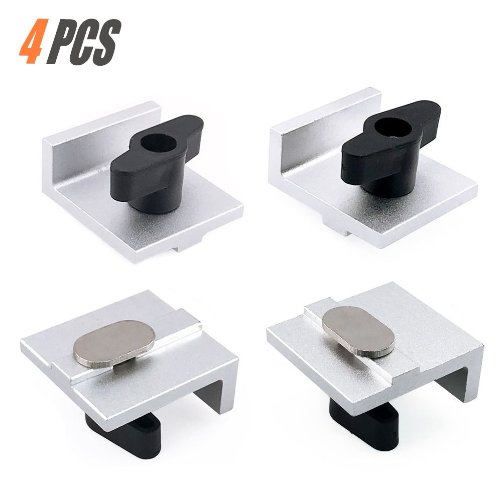 T Track Stop Block Kit 4 Pack Aluminum Alloy Hold Down Clamps with Butterfly Knobs for Woodworking Benchtop Router Table Miter Gauge Slot Fixture and CNC Fixture Setup (Silver)