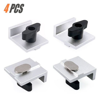 T Track Stop Block Kit 4 Pack Aluminum Alloy Hold Down Clamps with Butterfly Knobs for Woodworking Benchtop Router Table Miter Gauge Slot Fixture and CNC Fixture Setup (Silver)