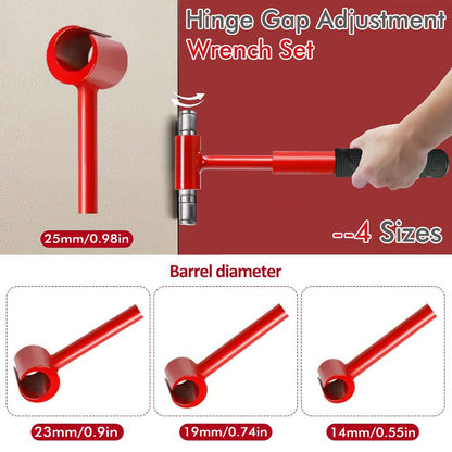 4-in-1 Hinge Gap Adjustment Wrench Set with Interchangeable Socket Heads for Fixing Door Sag, Misalignment, and Uneven Gaps in Home and Commercial Settings (Thread Style(Yellow))