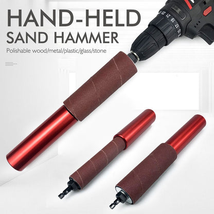 Handheld Electric Sanding Stick with Quick-Change Hex Shank for Wood Metal Plastic Glass Stone Polishing, Compatible with Most Drills, Ideal for Woodworking DIY Jewelry Finishing and Rust Removal Tasks (Red)