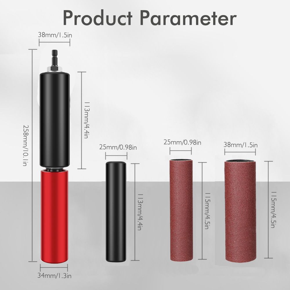 Handheld Electric Sanding Stick with Quick-Change Hex Shank for Wood Metal Plastic Glass Stone Polishing, Compatible with Most Drills, Ideal for Woodworking DIY Jewelry Finishing and Rust Removal Tasks (Red)