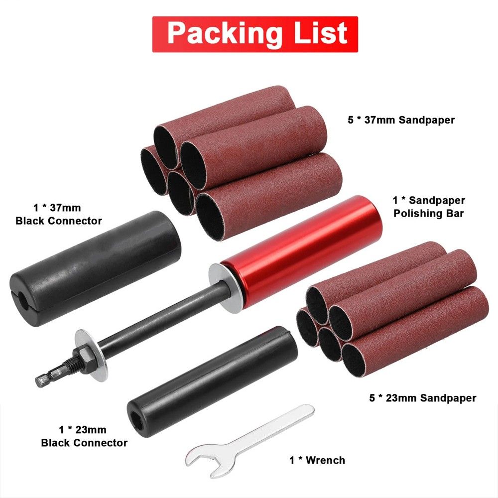 Handheld Electric Sanding Stick with Quick-Change Hex Shank for Wood Metal Plastic Glass Stone Polishing, Compatible with Most Drills, Ideal for Woodworking DIY Jewelry Finishing and Rust Removal Tasks (Red)