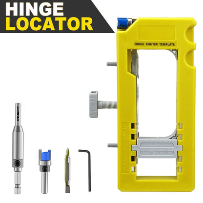 Hinge Mortise Template Jig for Wooden Doors with Adjustable Router Guide and Drill Bit Set for Precise Door Hardware Installation (Blue)