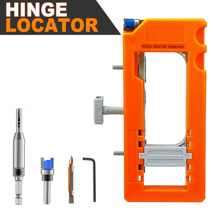 Hinge Mortise Template Jig for Wooden Doors with Adjustable Router Guide and Drill Bit Set for Precise Door Hardware Installation (Blue)