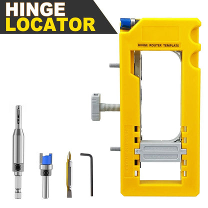 Hinge Mortise Template Jig for Wooden Doors with Adjustable Router Guide and Drill Bit Set for Precise Door Hardware Installation (Blue)