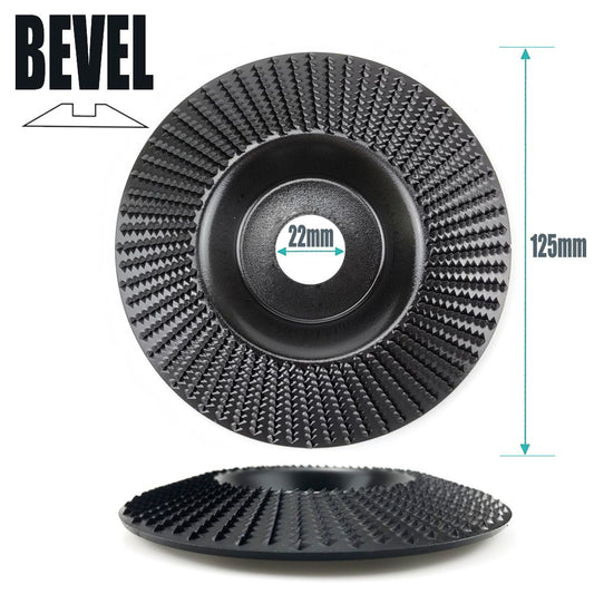 Angle Grinder Wood Carving Disc 125mm Flat Beveled Shaping Wheel for Woodworking DIY Polishing Deburring Root Carving Tea Tray Furniture Crafting (Bevel Grinding Disc, Black)