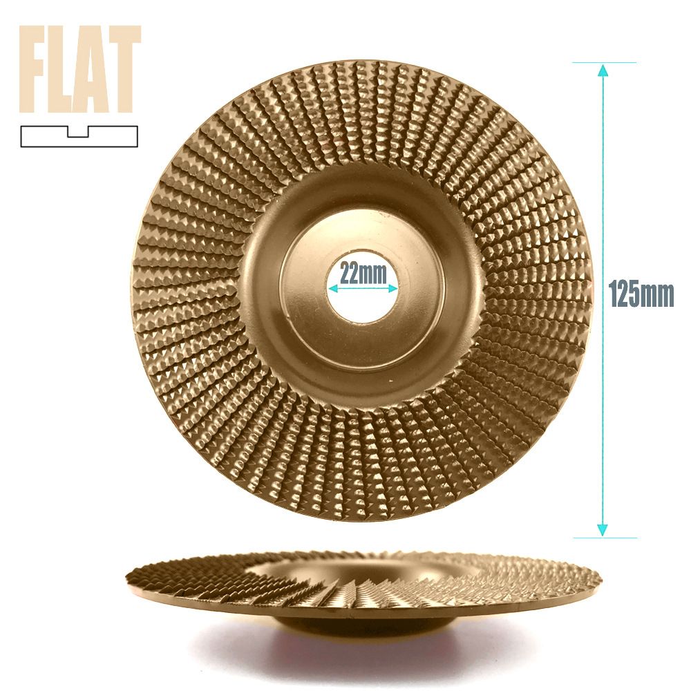 Angle Grinder Wood Carving Disc 125mm Flat Beveled Shaping Wheel for Woodworking DIY Polishing Deburring Root Carving Tea Tray Furniture Crafting (Bevel Grinding Disc, Gold)