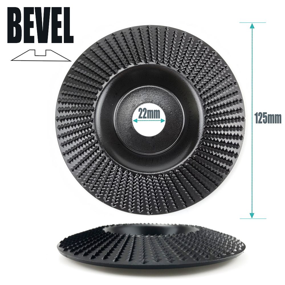 Angle Grinder Wood Carving Disc 125mm Flat Beveled Shaping Wheel for Woodworking DIY Polishing Deburring Root Carving Tea Tray Furniture Crafting (Bevel Grinding Disc, Gold)