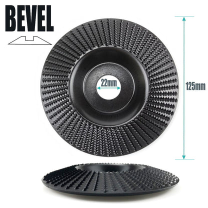 Angle Grinder Wood Carving Disc 125mm Flat Beveled Shaping Wheel for Woodworking DIY Polishing Deburring Root Carving Tea Tray Furniture Crafting (Bevel Grinding Disc, Gold)
