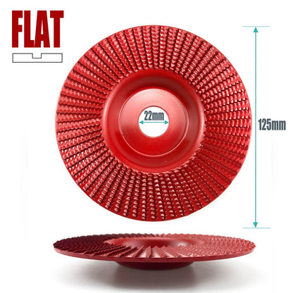 Angle Grinder Wood Carving Disc 125mm Flat Beveled Shaping Wheel for Woodworking DIY Polishing Deburring Root Carving Tea Tray Furniture Crafting (Bevel Grinding Disc, Red)