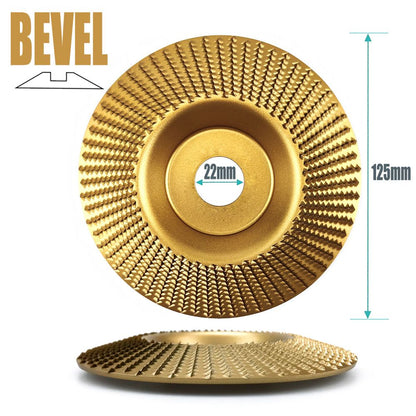 Angle Grinder Wood Carving Disc 125mm Flat Beveled Shaping Wheel for Woodworking DIY Polishing Deburring Root Carving Tea Tray Furniture Crafting (Bevel Grinding Disc, Silver)