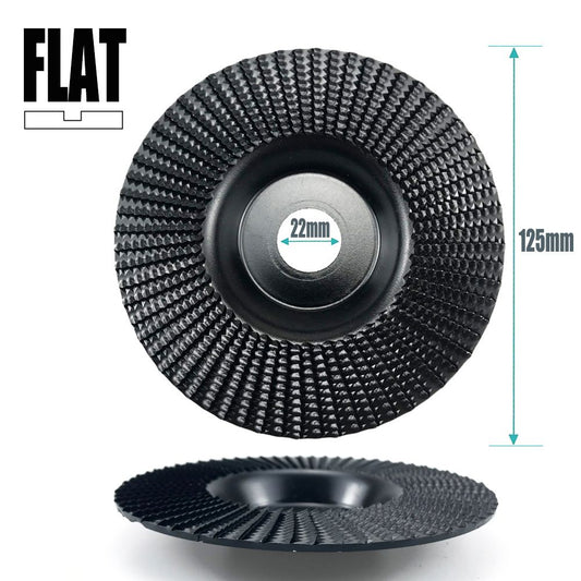 Angle Grinder Wood Carving Disc 125mm Flat Beveled Shaping Wheel for Woodworking DIY Polishing Deburring Root Carving Tea Tray Furniture Crafting (Flat Grinding Disc, Black)