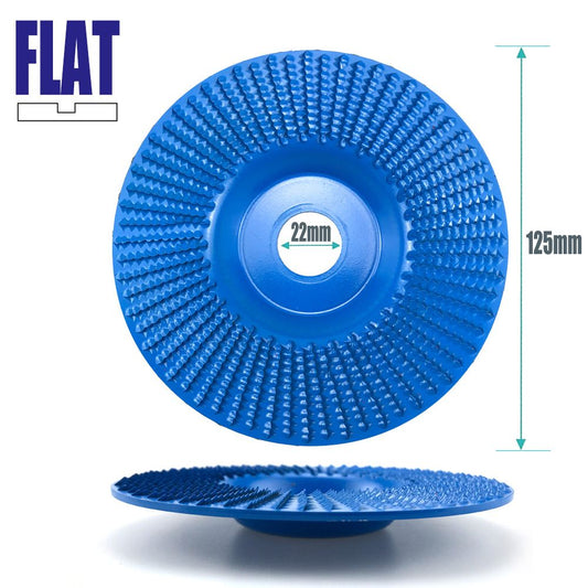 Angle Grinder Wood Carving Disc 125mm Flat Beveled Shaping Wheel for Woodworking DIY Polishing Deburring Root Carving Tea Tray Furniture Crafting (Flat Grinding Disc, Blue)