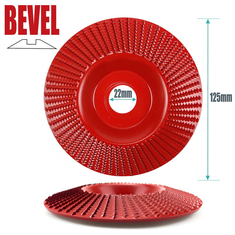 Angle Grinder Wood Carving Disc 125mm Flat Beveled Shaping Wheel for Woodworking DIY Polishing Deburring Root Carving Tea Tray Furniture Crafting (Flat Grinding Disc, Red)