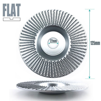 Angle Grinder Wood Carving Disc 125mm Flat Beveled Shaping Wheel for Woodworking DIY Polishing Deburring Root Carving Tea Tray Furniture Crafting (Flat Grinding Disc, Silver)