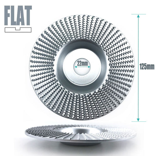 Angle Grinder Wood Carving Disc 125mm Flat Beveled Shaping Wheel for Woodworking DIY Polishing Deburring Root Carving Tea Tray Furniture Crafting (Flat Grinding Disc, Silver)