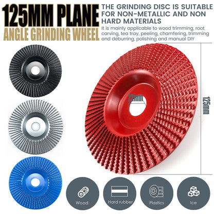 Angle Grinder Wood Carving Disc 125mm Flat Beveled Shaping Wheel for Woodworking DIY Polishing Deburring Root Carving Tea Tray Furniture Crafting (Flat Grinding Disc, Silver)