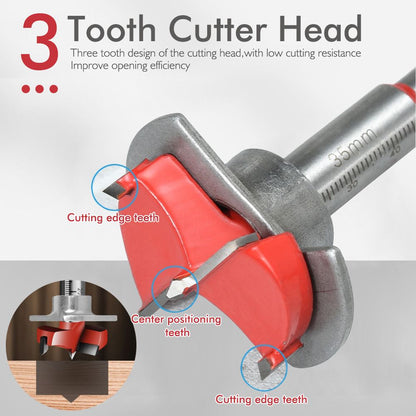 Hinge Hole Locator Kit with 35mm Forstner Bit and Hex Wrench for Cabinet Door Installation, Woodworking Drilling Guide for Hand Drills and Drill Presses (Red)