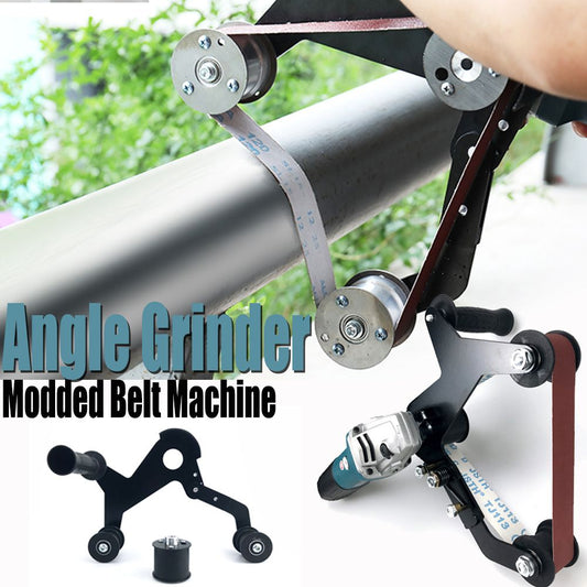Angle Grinder Belt Sander Attachment Metal Bracket with Three Roller Support for Pipe Tube 360 Degree Sanding Polishing Woodworking Metalworking (40mm Sanding Belts 10pk (400 Grit))