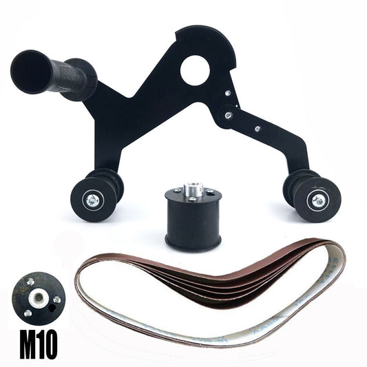 Angle Grinder Belt Sander Attachment Metal Bracket with Three Roller Support for Pipe Tube 360 Degree Sanding Polishing Woodworking Metalworking (Round Tube Sander (M10))