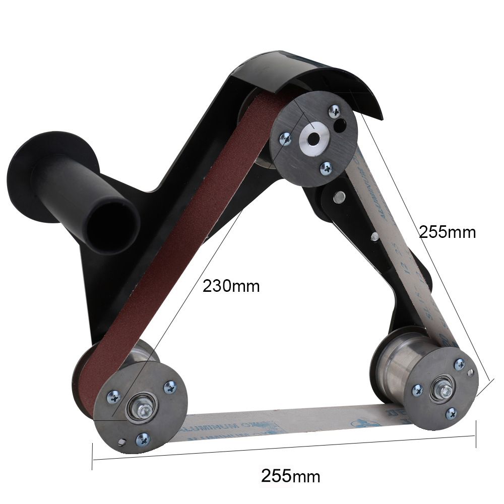 Angle Grinder Belt Sander Attachment Metal Bracket with Three Roller Support for Pipe Tube 360 Degree Sanding Polishing Woodworking Metalworking (Round Tube Sander (US Thread))