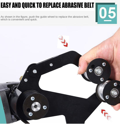 Angle Grinder Belt Sander Attachment Metal Bracket with Three Roller Support for Pipe Tube 360 Degree Sanding Polishing Woodworking Metalworking (Round Tube Sander (US Thread))
