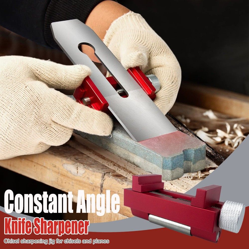 Adjustable Honing Guide Jig for Woodworking Chisels and Planer Blades with Rolling Roller and Knurled Knobs for Consistent Sharpening Angles on Stones (Standard Model)