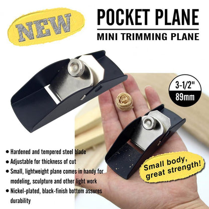 Compact Pocket Hand Planer for Woodworking, Mini Trimming Tool with Adjustable Blade for Model Making, Carving and Small Wood Surface Smoothing Tasks (Black)