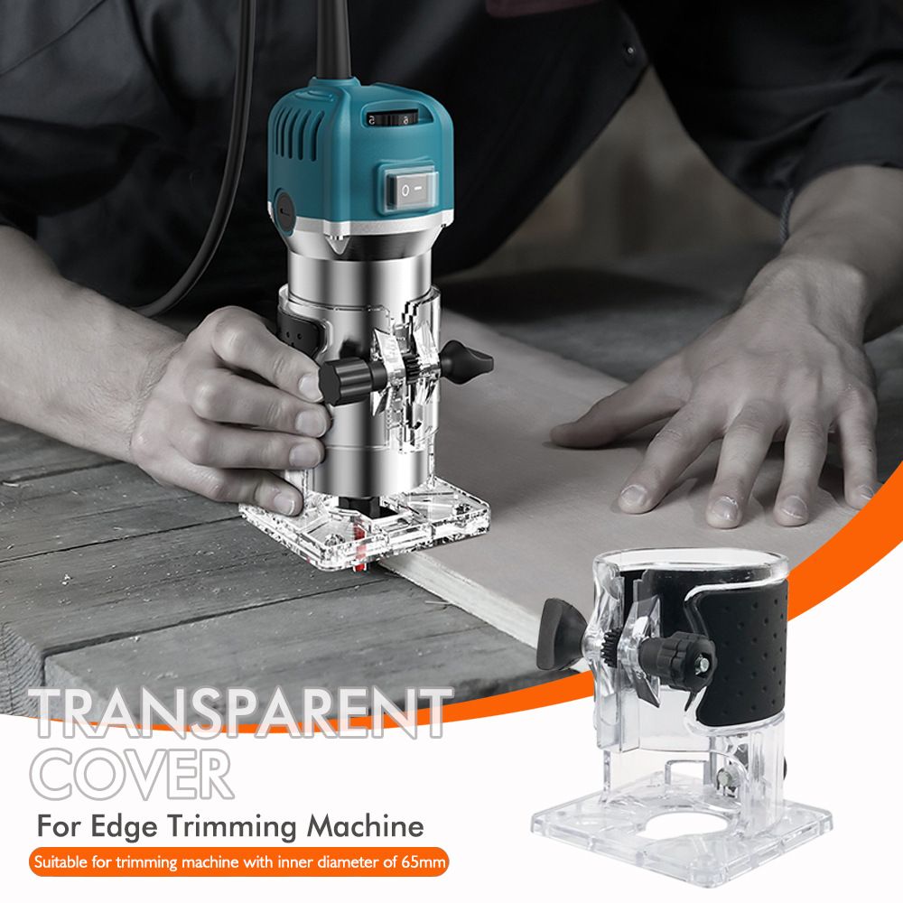 Transparent Router Base Protective Cover with Adjustable Knobs and Dust Port for Woodworking Trimming and Slotting, Compatible with Multiple Router Models, Clear PP Tool Accessory (Fully Transparent, 5.4mm)