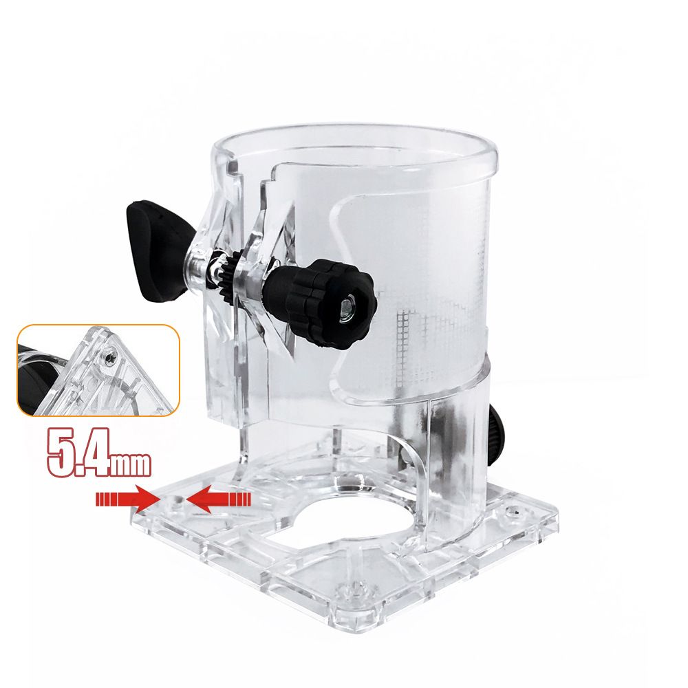 Transparent Router Base Protective Cover with Adjustable Knobs and Dust Port for Woodworking Trimming and Slotting, Compatible with Multiple Router Models, Clear PP Tool Accessory (Rubber-Coated, 5.4mm)