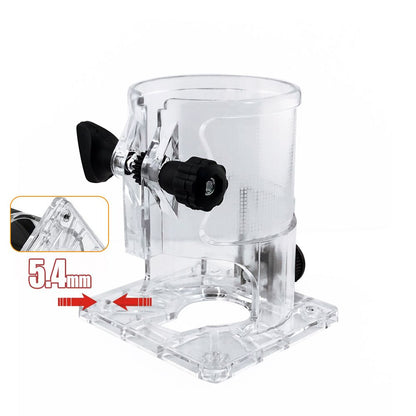 Transparent Router Base Protective Cover with Adjustable Knobs and Dust Port for Woodworking Trimming and Slotting, Compatible with Multiple Router Models, Clear PP Tool Accessory (Rubber-Coated, M4)