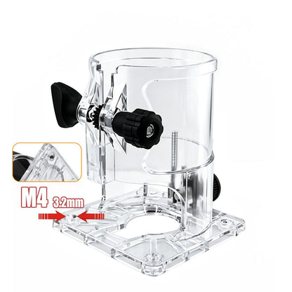 Transparent Router Base Protective Cover with Adjustable Knobs and Dust Port for Woodworking Trimming and Slotting, Compatible with Multiple Router Models, Clear PP Tool Accessory (Rubber-Coated, M4)
